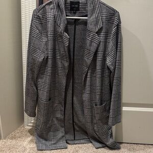 Love Tree Black and White Houndstooth Coat